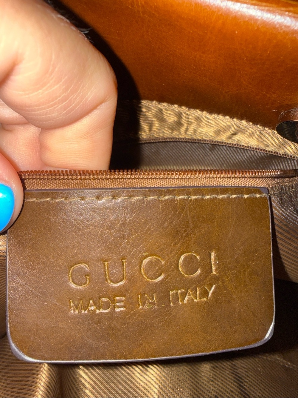 Vintage Gucci Inspired Brown Leather Tote Bag Large Shoulder Bag Satchel Purse - Picture 8 of 8
